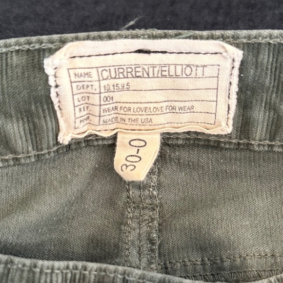 Current / Elliott The Skinny Style Grey-Green Corduroy Jeans - Size 30. - Picture 11 of 11